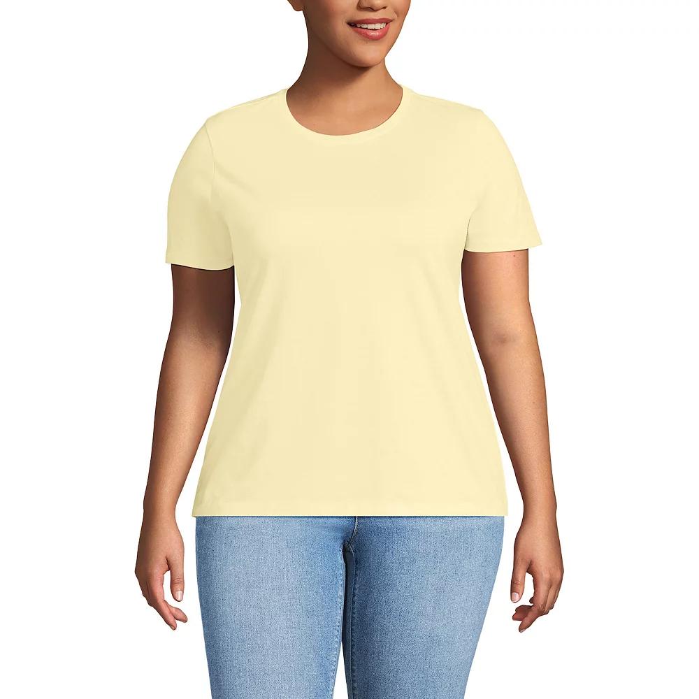 Plus Size Lands' End Relaxed Supima Cotton Crewneck Tee, Women's, Size: 1XL, Pale Yellow Product Image