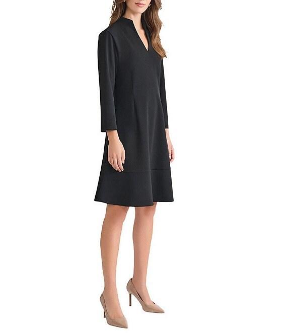 Ming Wang Stretch Crepe Funnel Neck Bracelet Sleeve A-Line Dress Product Image