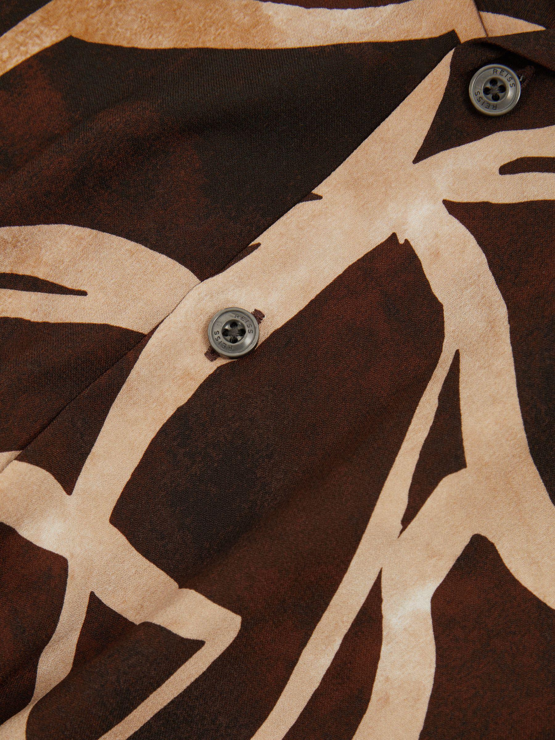 Relaxed Printed Cuban Collar Shirt in Brown/Off White Product Image