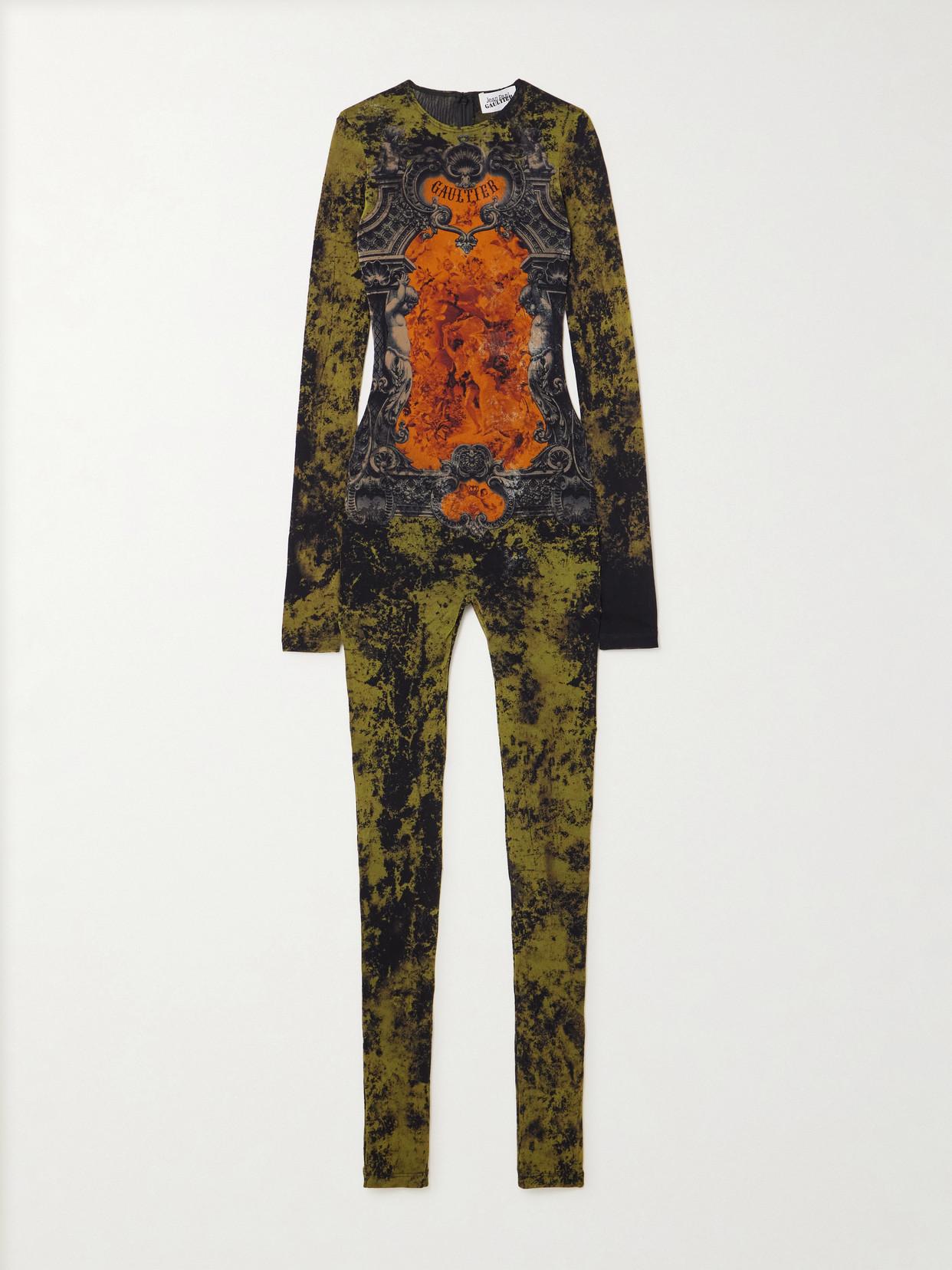 JEAN PAUL GAULTIER Graphic Print Full-length Dress With Long Sleeves In Black Product Image