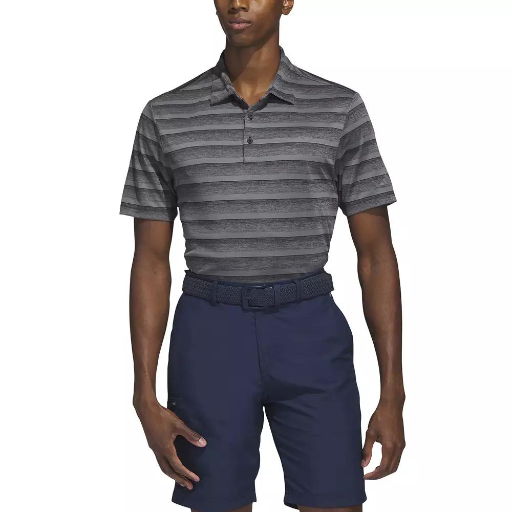 Men's adidas Two Color Stripe Golf Polo, Size: XXL, Black Product Image