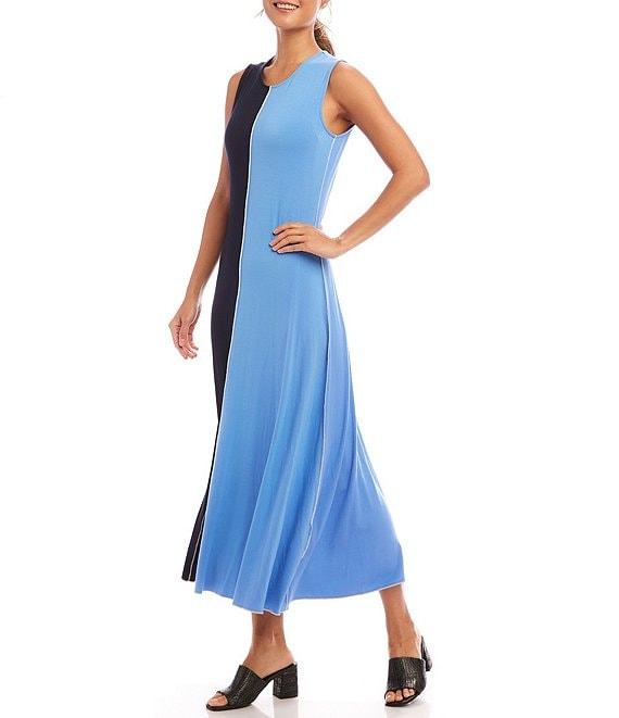 Karen Kane Crew Neck Sleeveless Color Block Midi Dress Product Image