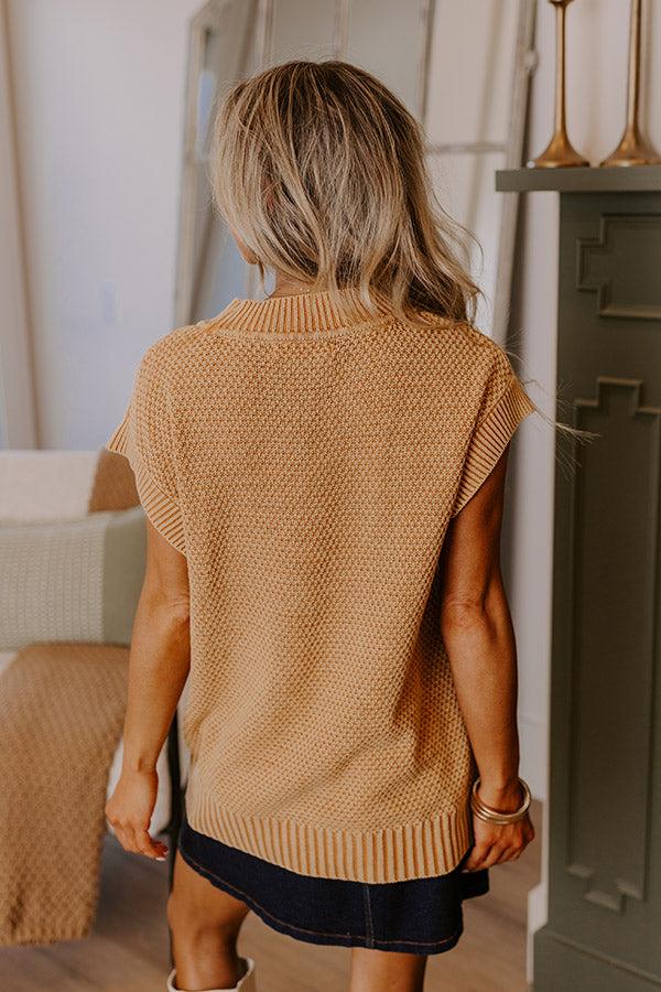Patio Views Vintage Wash Knit Top in Camel Product Image