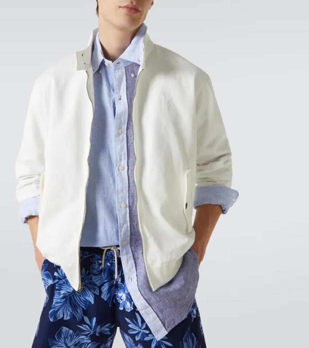 POLO RALPH LAUREN Logo-embroidered Cotton-twill Bomber Jacket In White Product Image