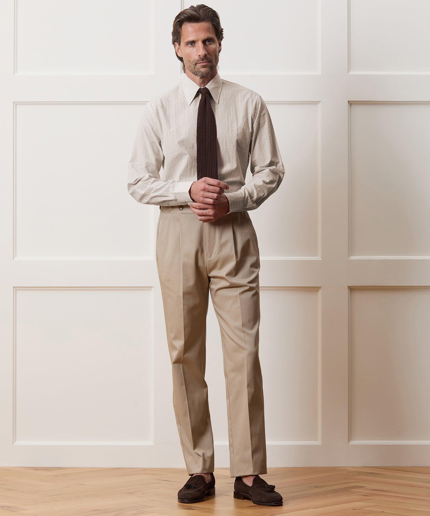 Seersucker Long Point Collar Dress Shirt Product Image