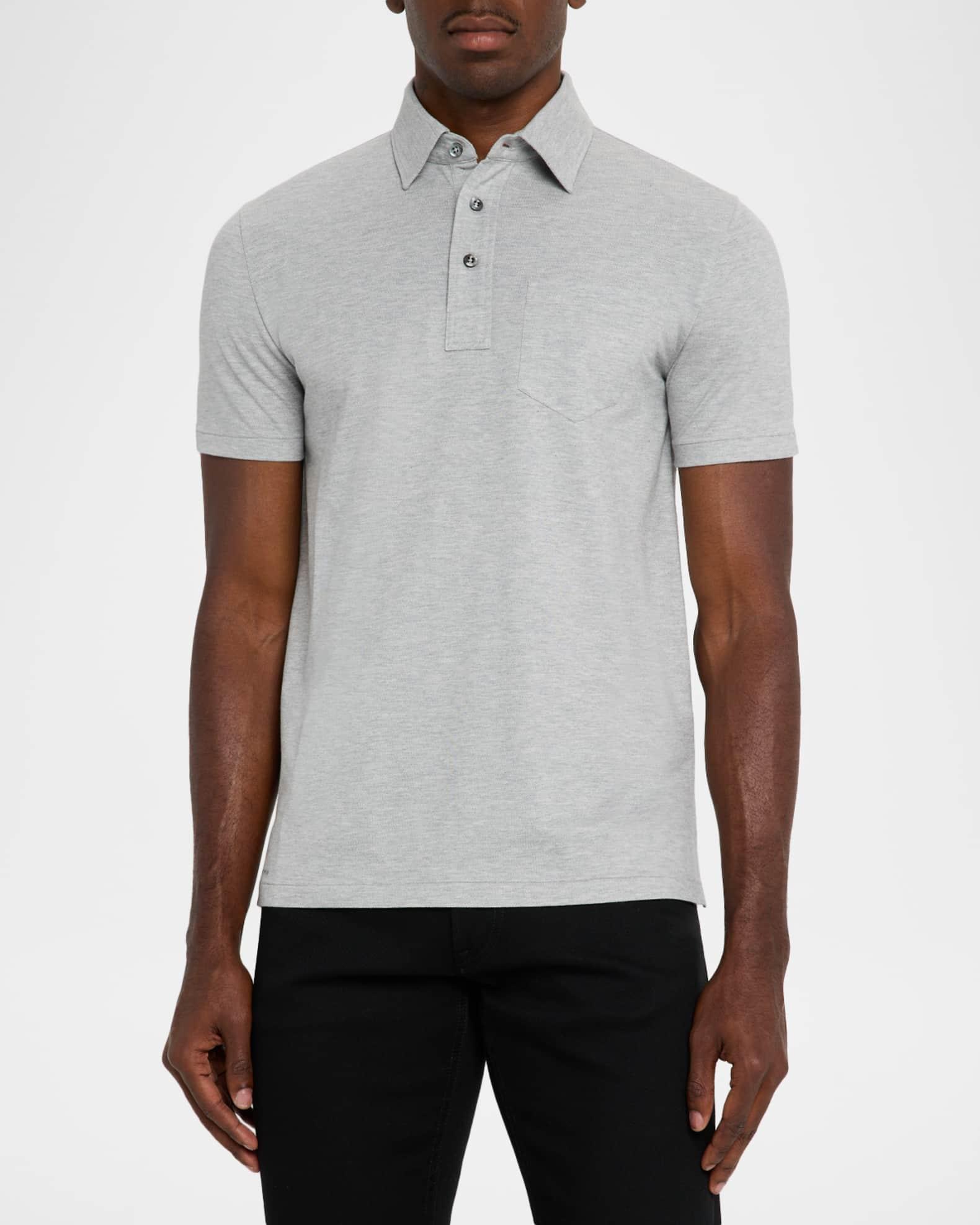 Men's Cotton and Cashmere Pique Pocket Polo Shirt Product Image
