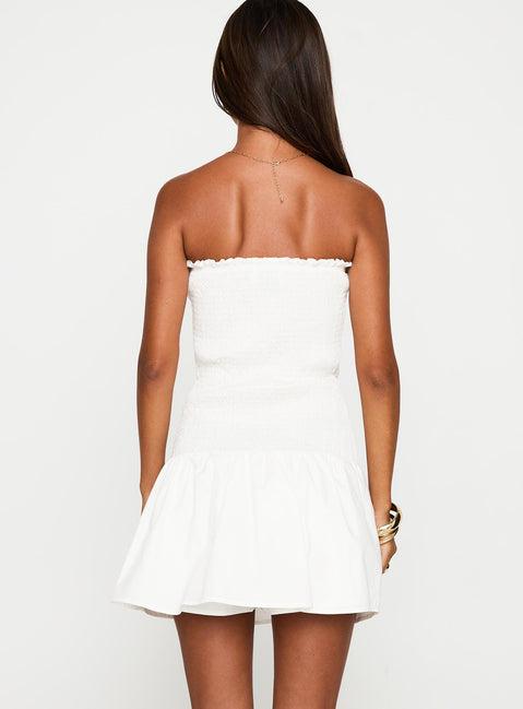 Think And Smile Strapless Tie Detail Playsuit White Product Image