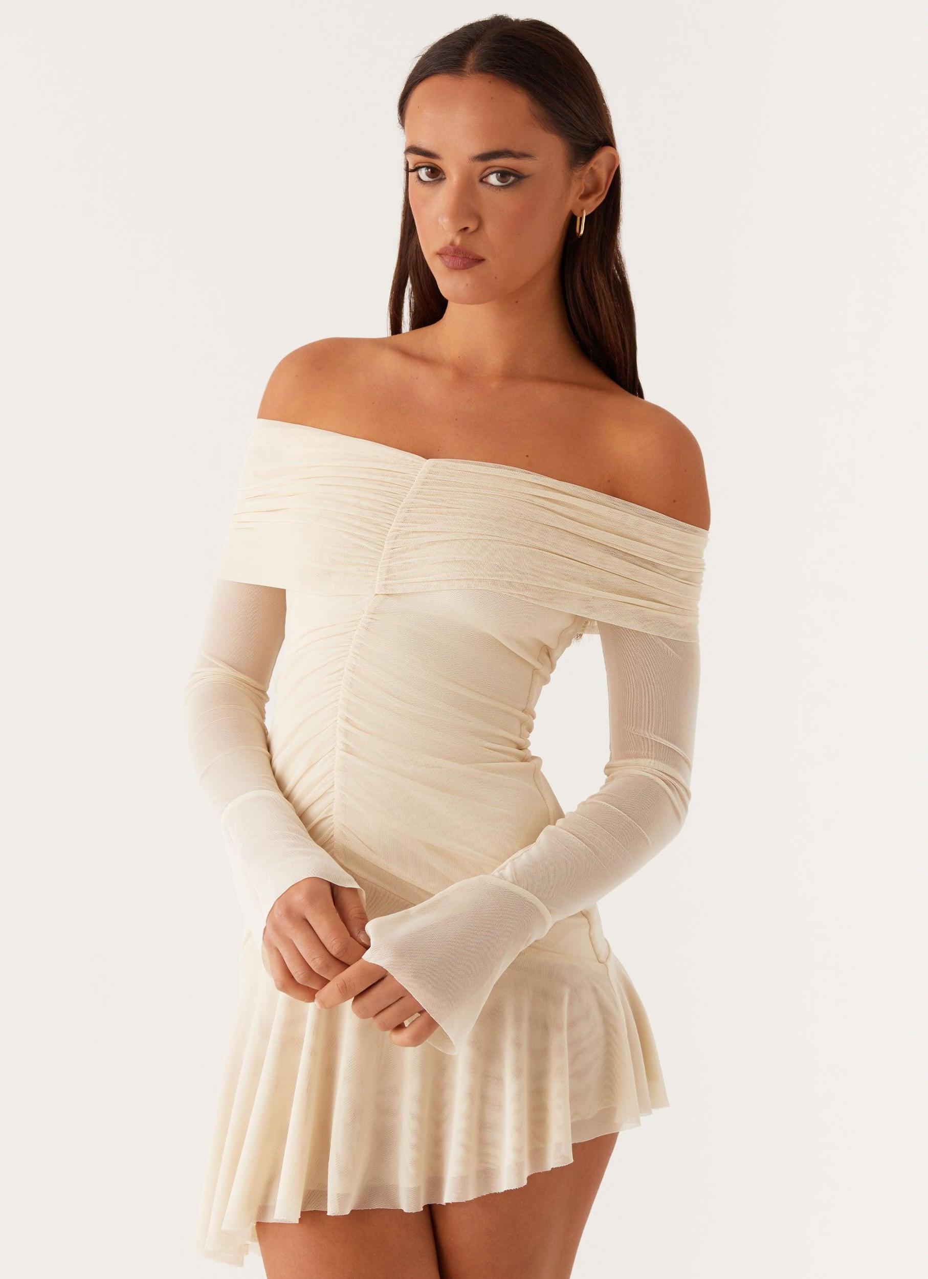 Ellis Ruched Mini Dress - Pastel Yellow Product Image