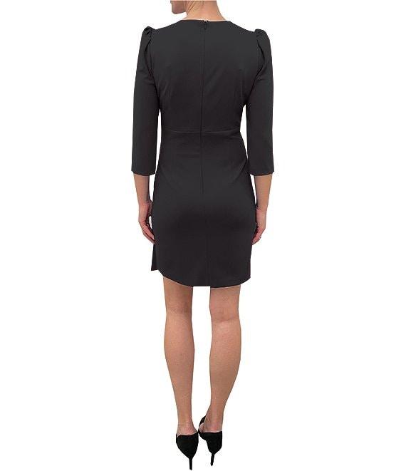 Julia Jordan Stretch V-Neck 3/4 Sleeve Knot Waist Sheath Dress Product Image