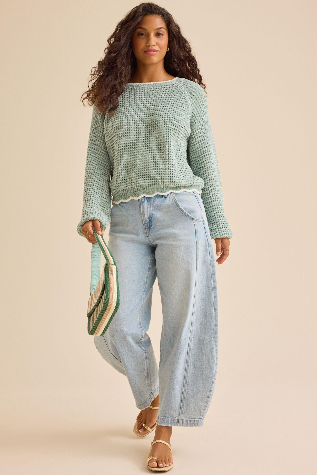 Amber Scalloped Trim Sweater Product Image