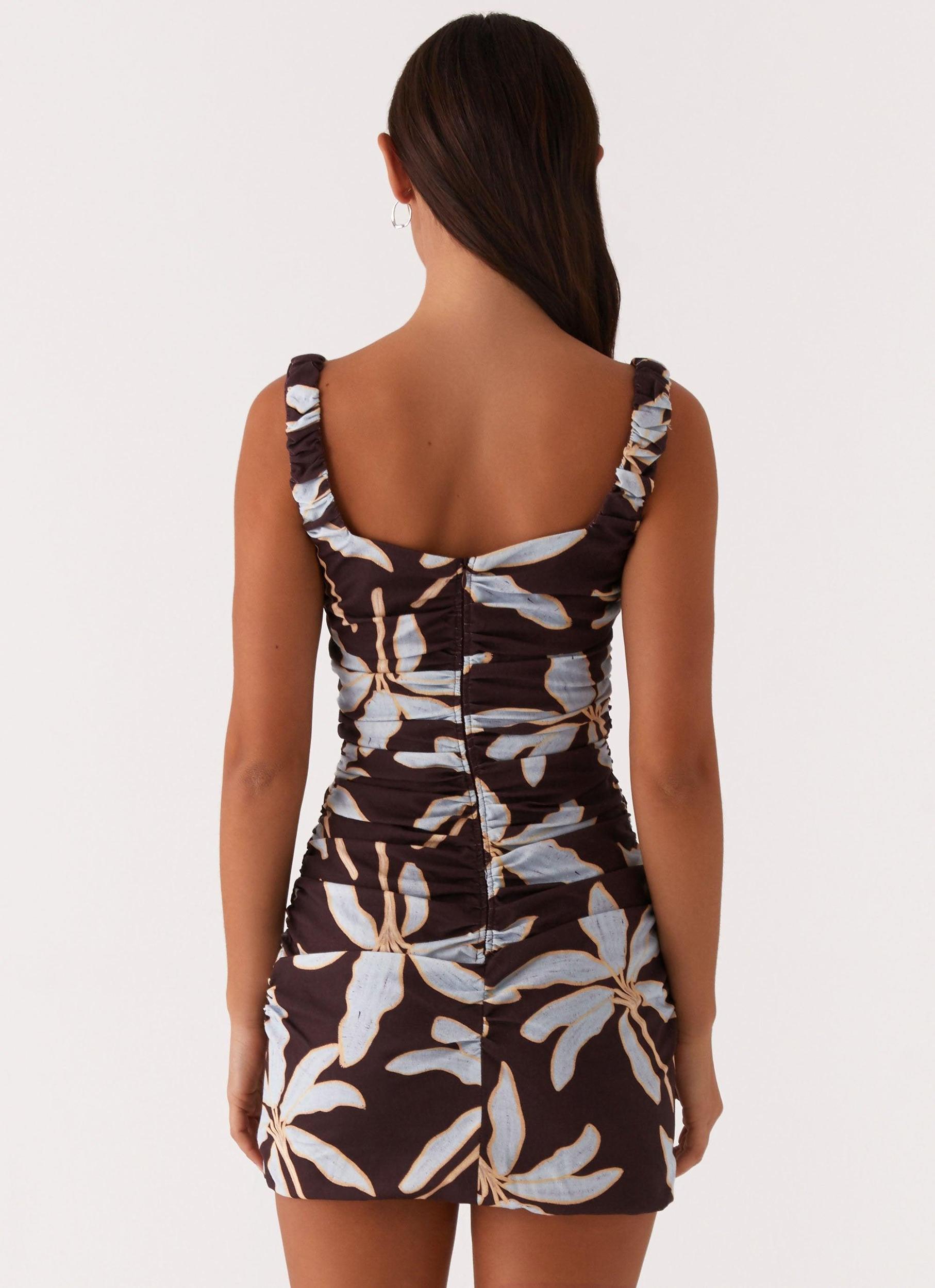 Sweet Melody Ruched Mini Dress - Opulent Brown Product Image