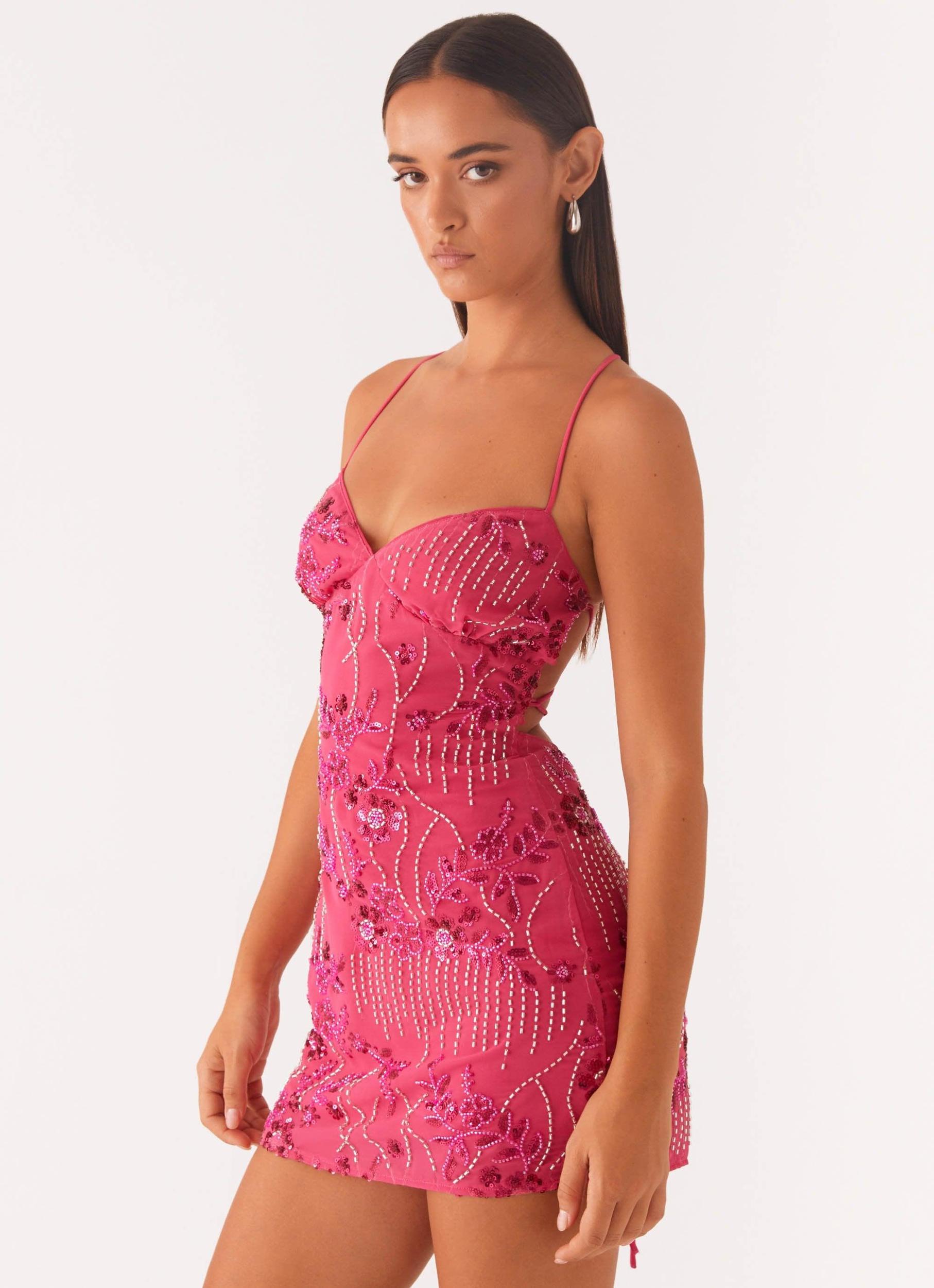 Vietta Sequin Cami Mini Dress - Fuchsia Product Image