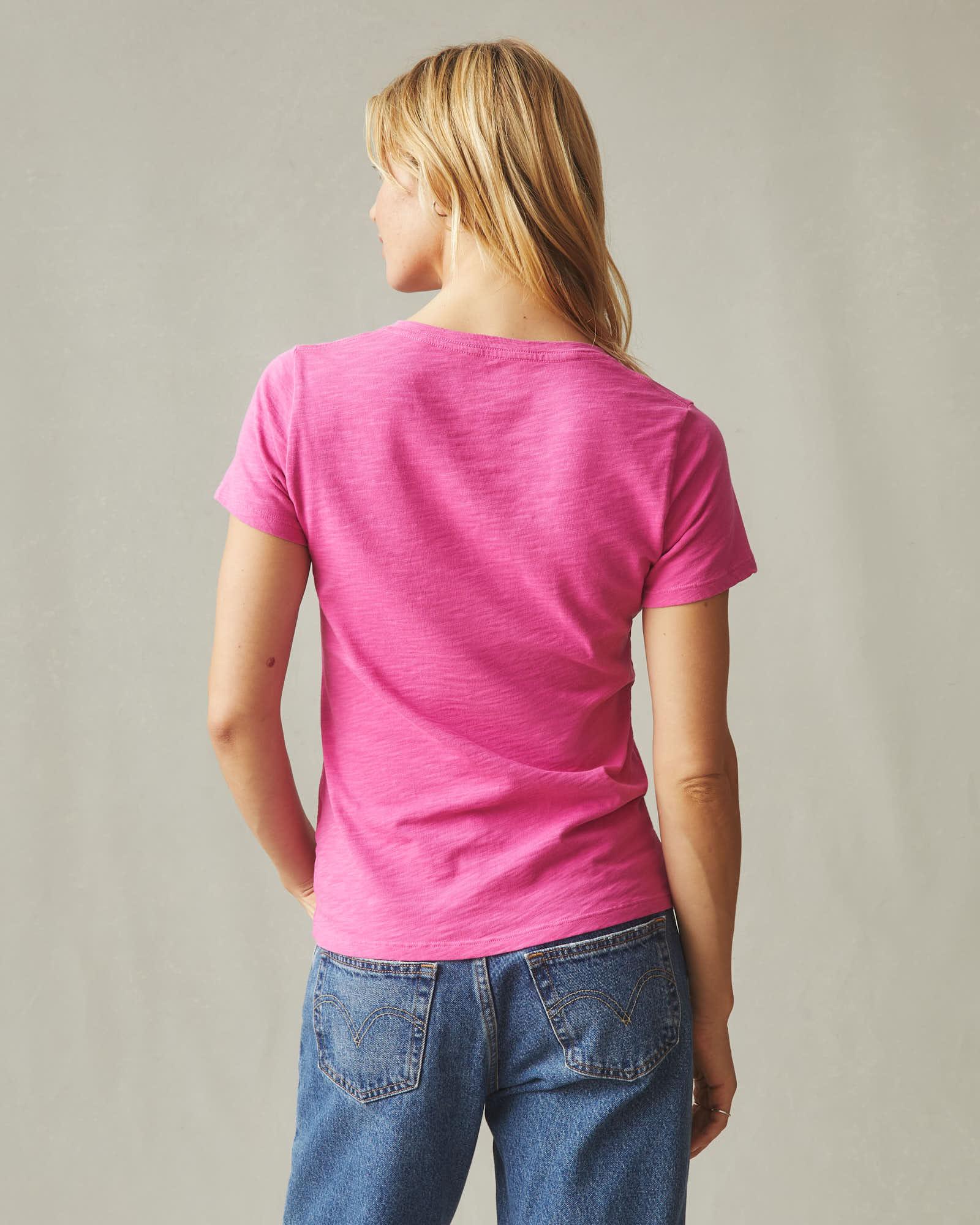Women's Premium Slub V-Neck Tee - Bright Pink Product Image