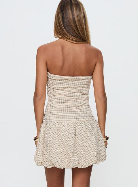 Abigaille Strapless Bubble Hem Mini Dress Check Product Image
