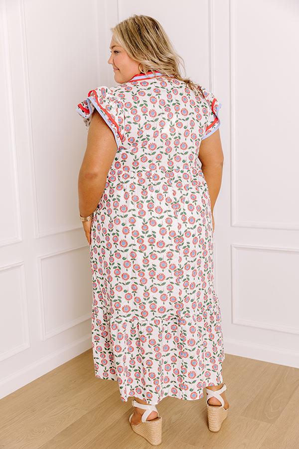 Picnic Ready Floral Midi Dress in Red Curves Product Image