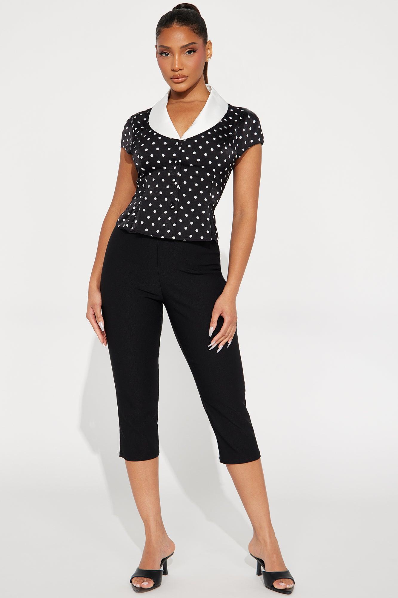What's The Tea Satin Polka Dot Shirt - Black/White Product Image