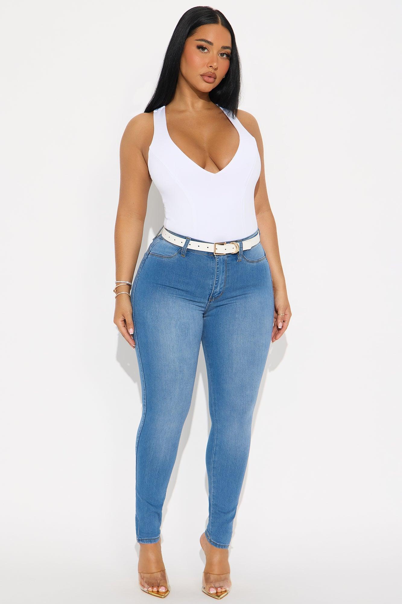 Petite Classic Beauty Booty Lifter Skinny Jeans - Medium Blue Wash Female Product Image