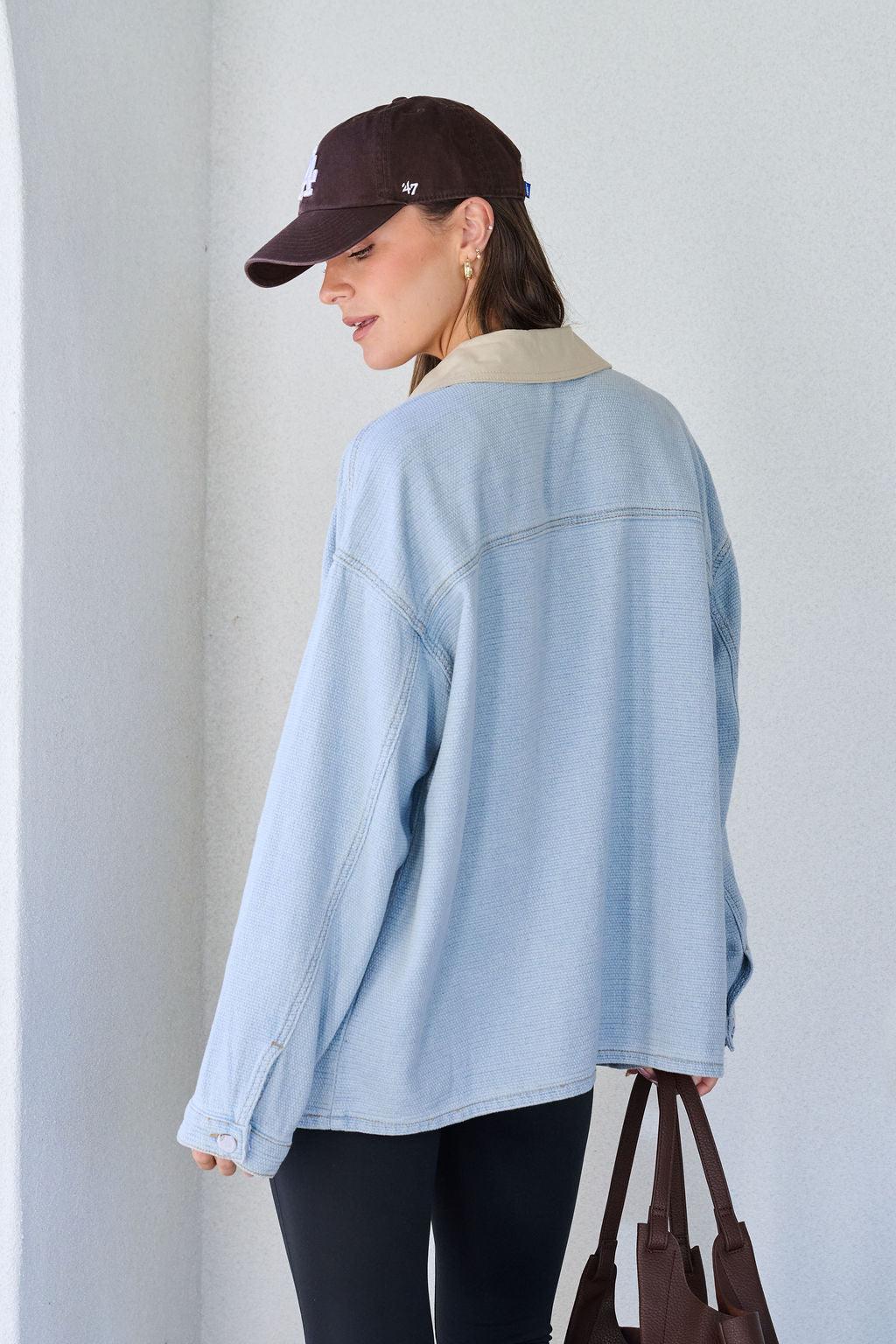 Denim Buttoned Utility Jacket Product Image