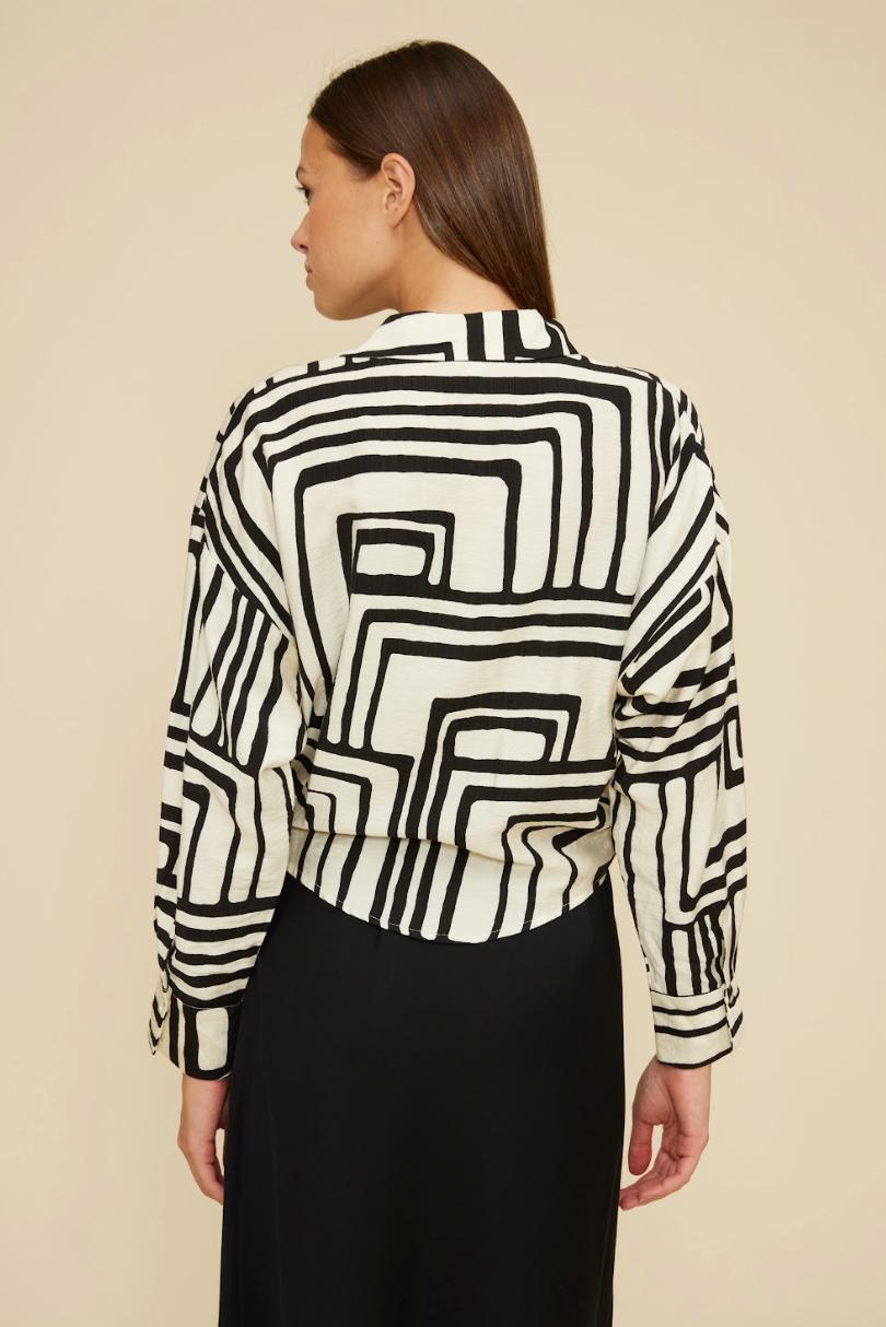 Geometric Tie Front Blouse Product Image