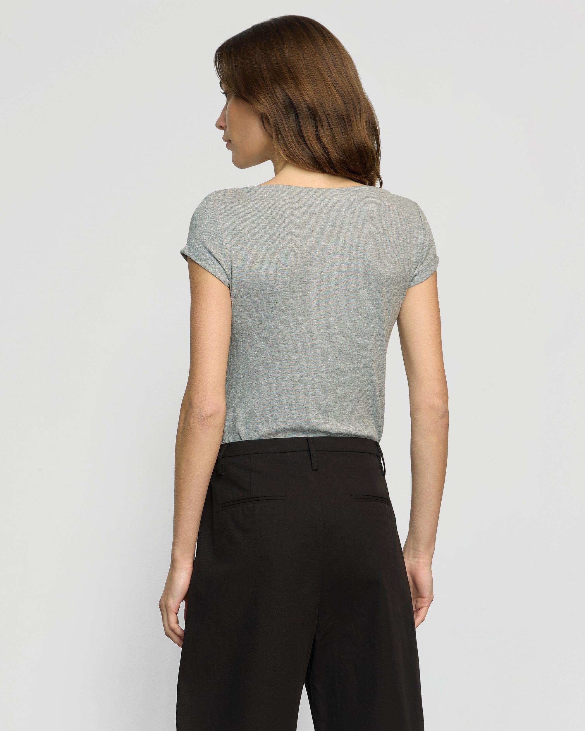Zayna Ribbed Cap-Sleeve Tee Product Image