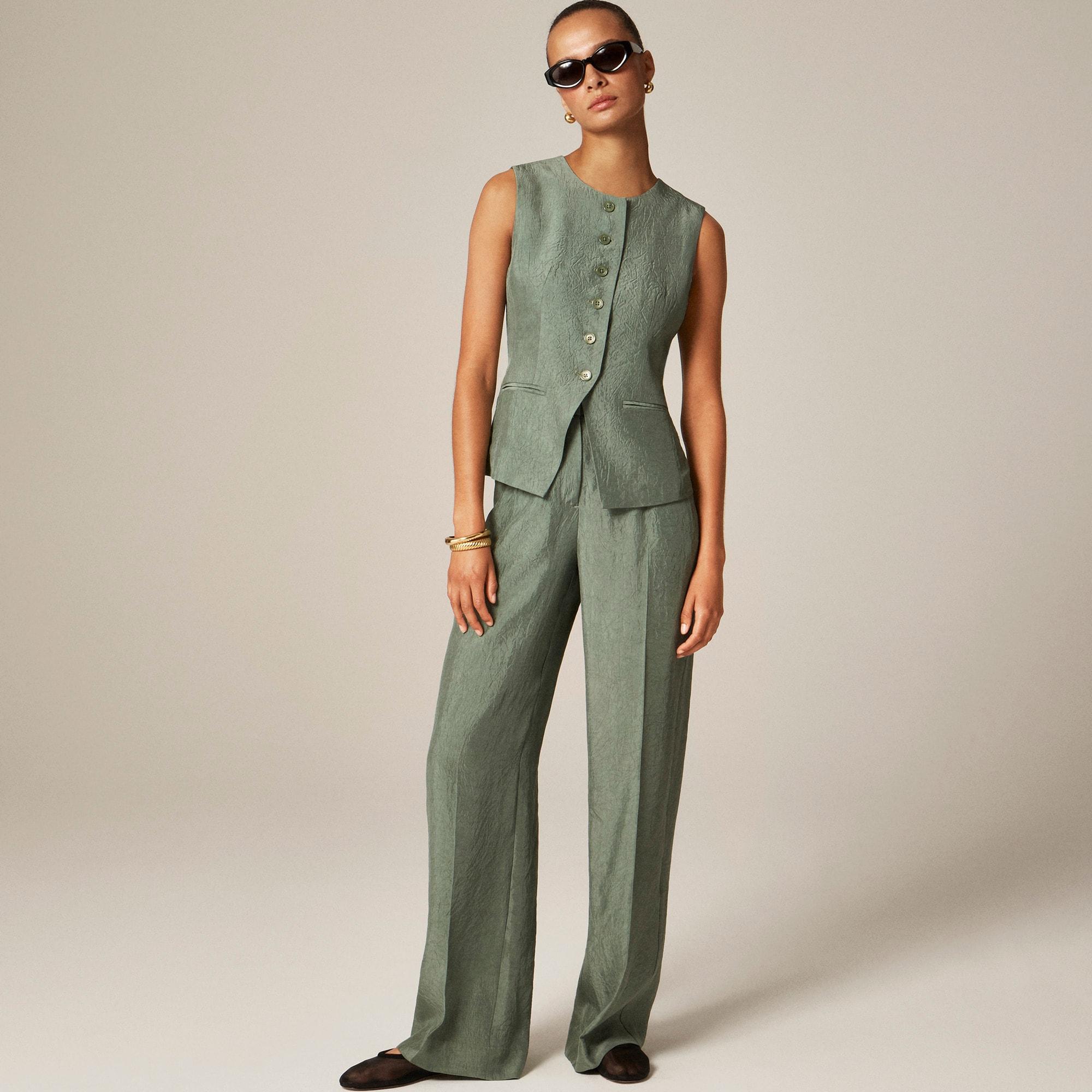 Essential wide-leg pant in textured satin Product Image