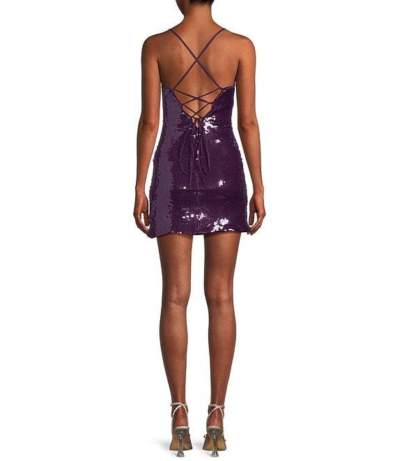 Lulus Sequin Sleeveless Lace-Up Back Mini Dress Product Image