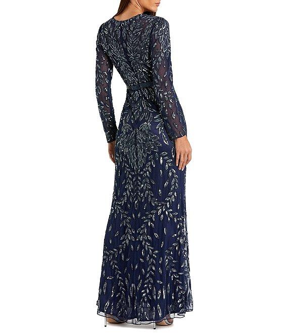 Mac Duggal Long Sleeve Crew Neck Embellished Gown Product Image