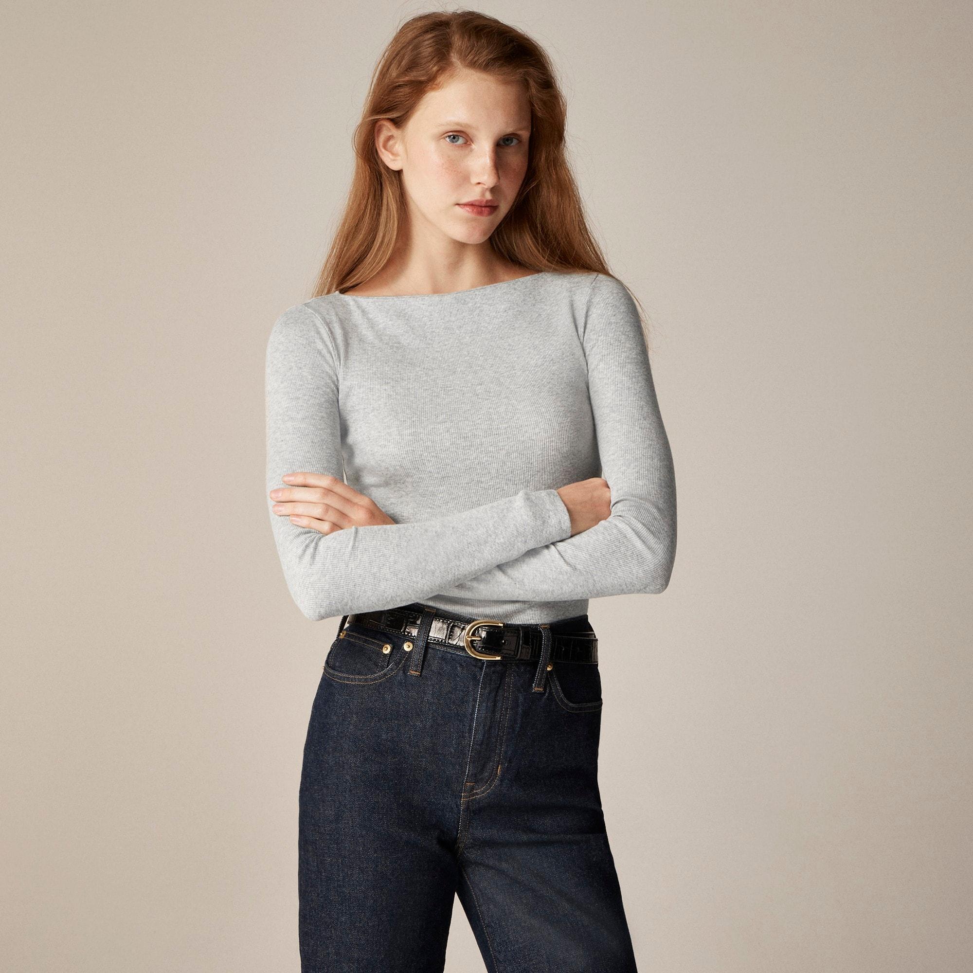 Fine rib boatneck top Product Image