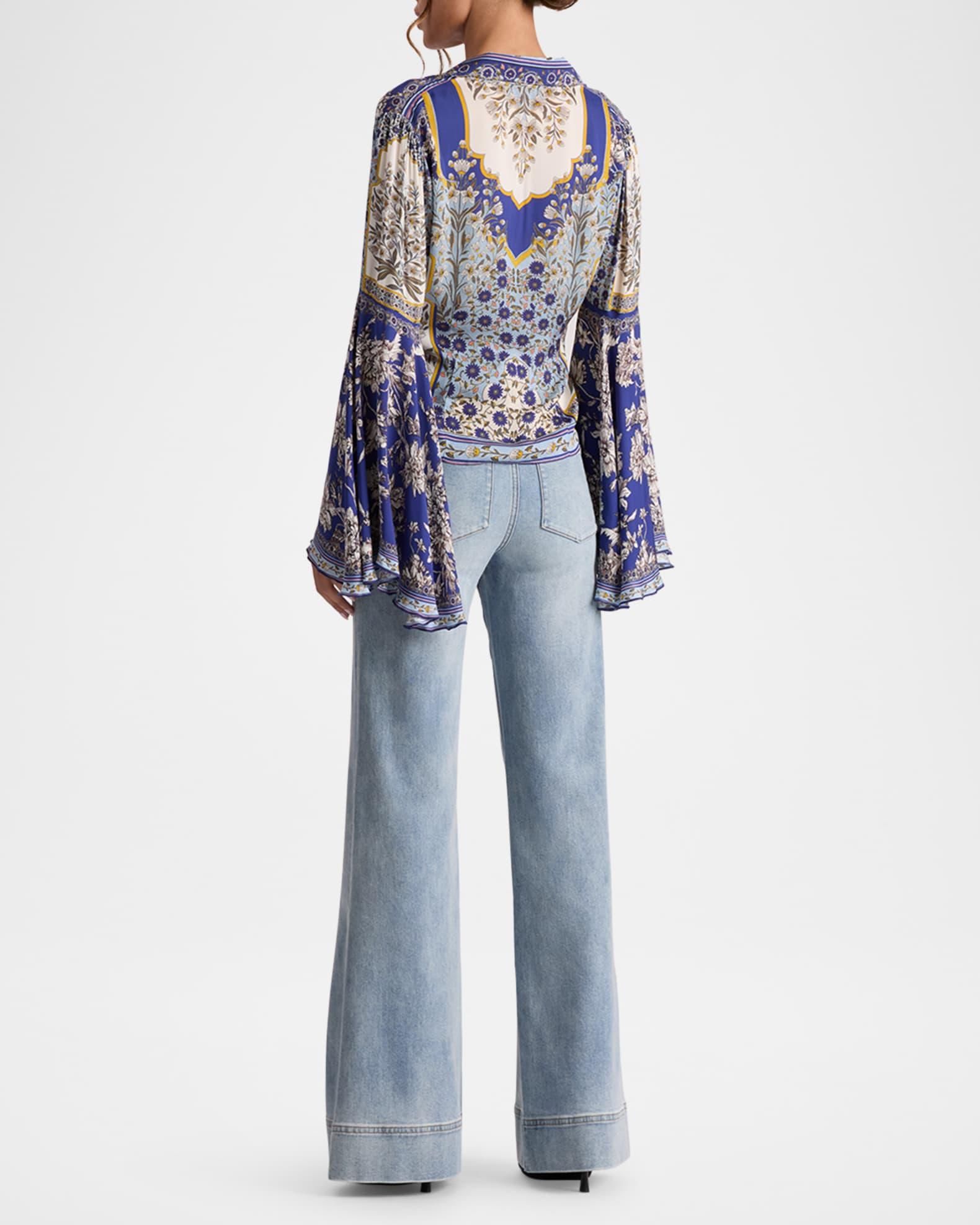 Willa Forevermore Fitted Bell-Sleeve Placket Top  Product Image