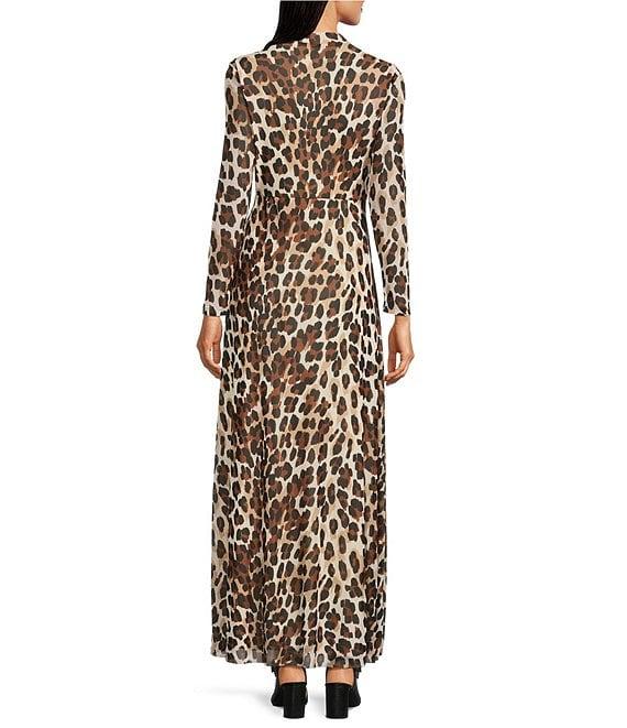 Anne Klein Twist Front Leopard Print Maxi Dress Product Image