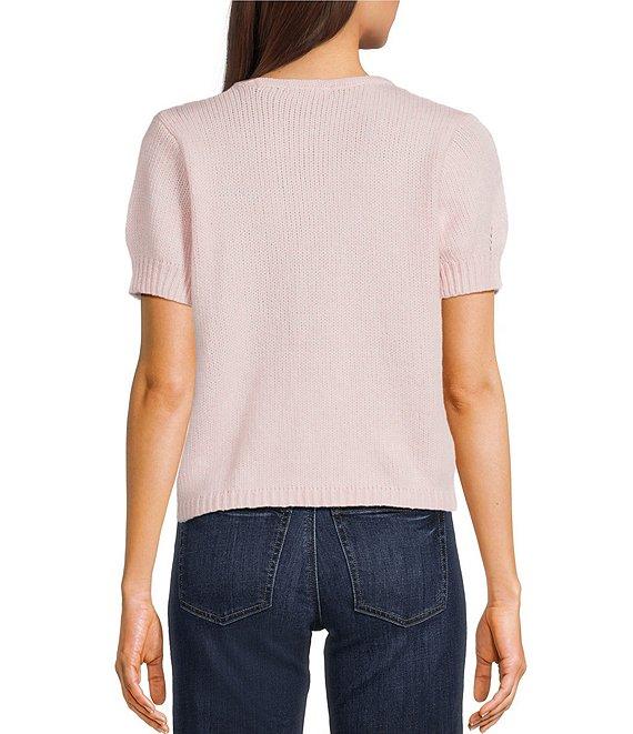 Evolutionary Knit Bow Front Short Sleeve Sweater Product Image