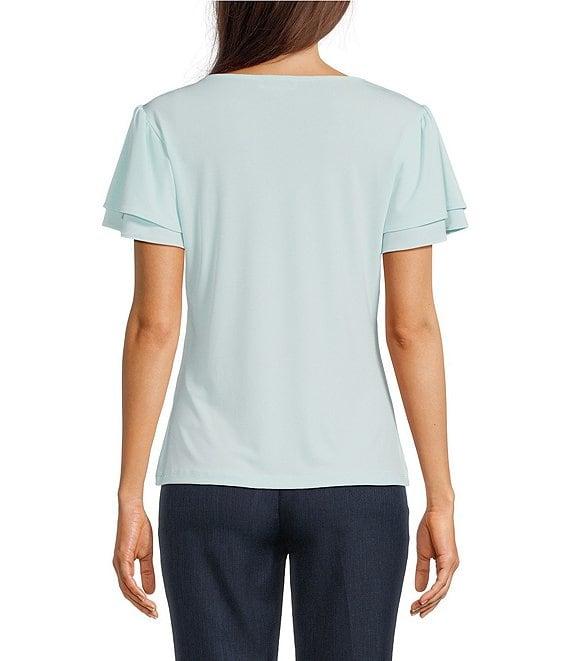 Calvin Klein V-Neck Flutter Short Sleeve Top Product Image