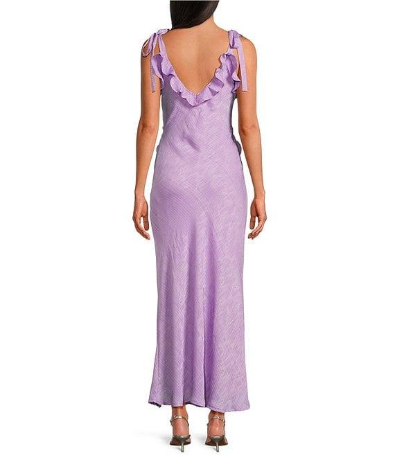 ASTR the Label Sorbae Ruffle V-Neck Sleeveless Side Slit Maxi Dress Product Image