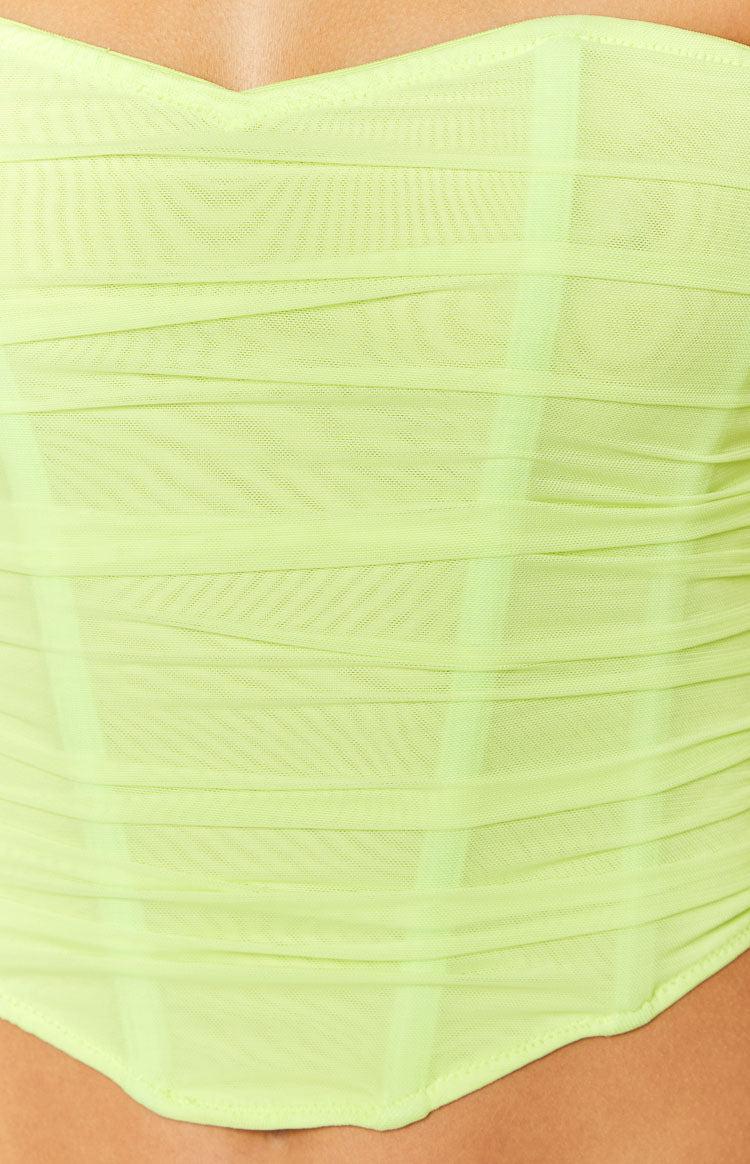 The Electric Green Mesh Strapless Corset Product Image