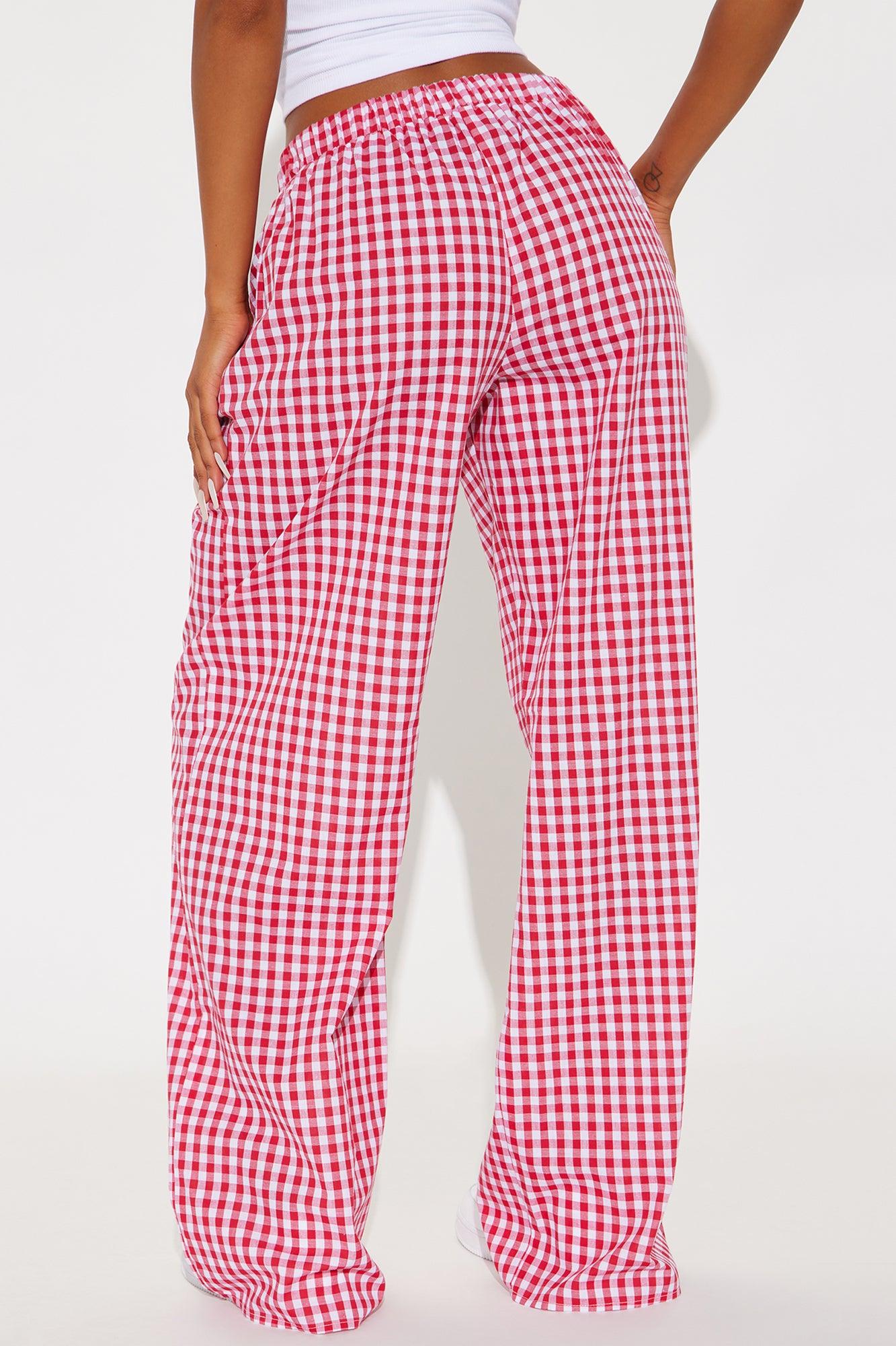Cruise Along Gingham Boxer Pant - Red/White Product Image