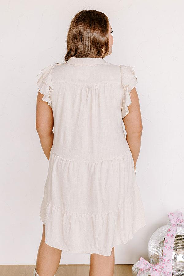 Newsworthy Style Linen-Blend Babydoll Dress In Stone Curves Product Image