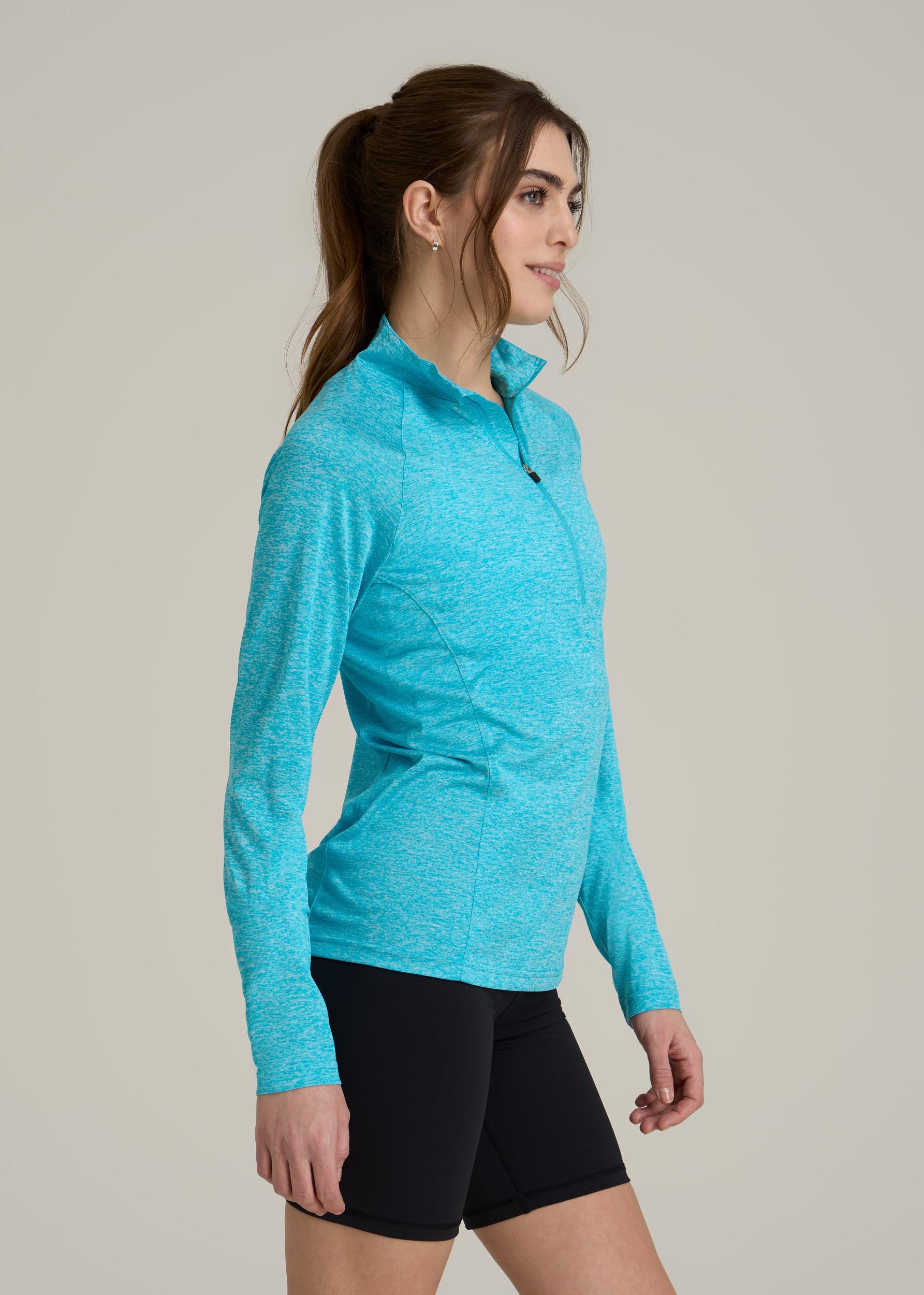 Long Sleeve Active Half-Zip Pullover Jacket for Tall Women in Scuba Blue Mix Female Product Image