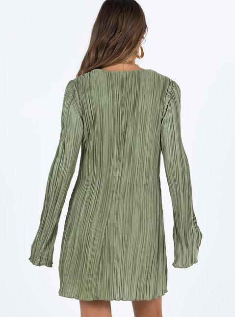 Malop Long Sleeve Mini Dress Sage Product Image