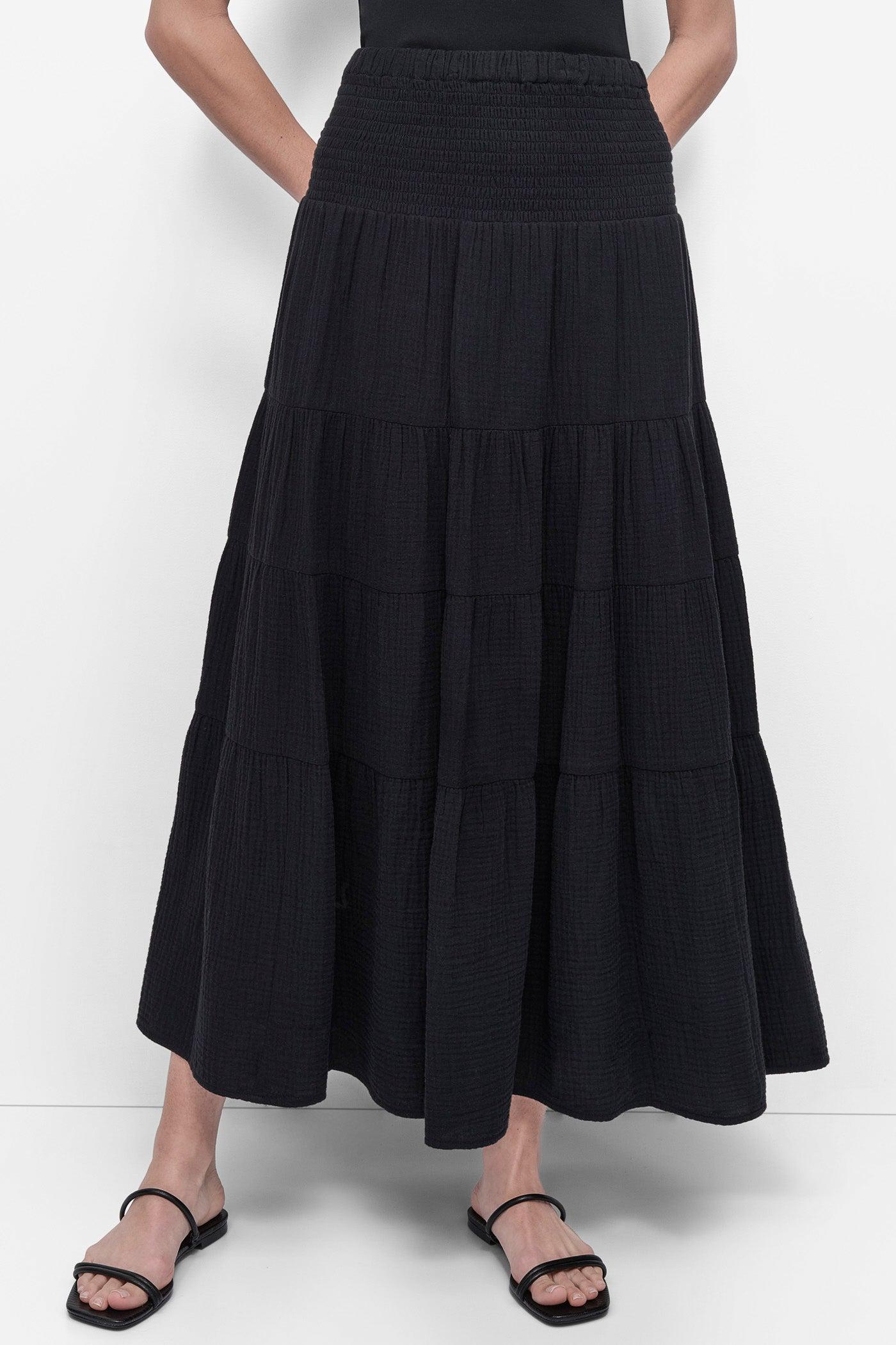 SMOCKED WAIST MIDI SKIRT Product Image