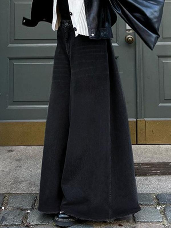 Vintage Black Wash Wide Leg Flare Boyfriend Jeans Product Image