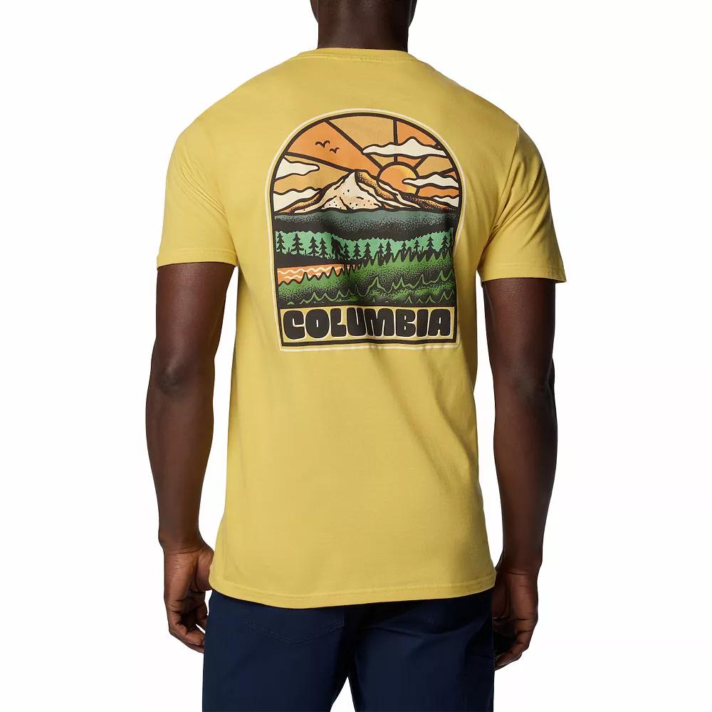 Men's Columbia Outdoor Gear Short Sleeve Graphic Tee, Size: Small, Yellow Product Image