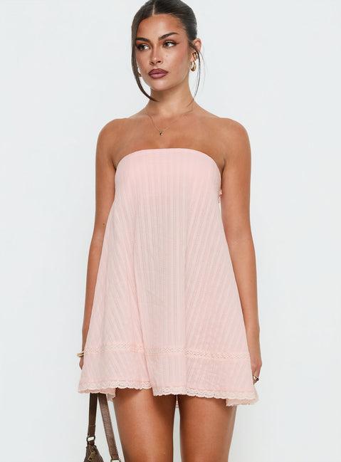 Gypsea Strapless Swing Mini Dress Light Pink Product Image