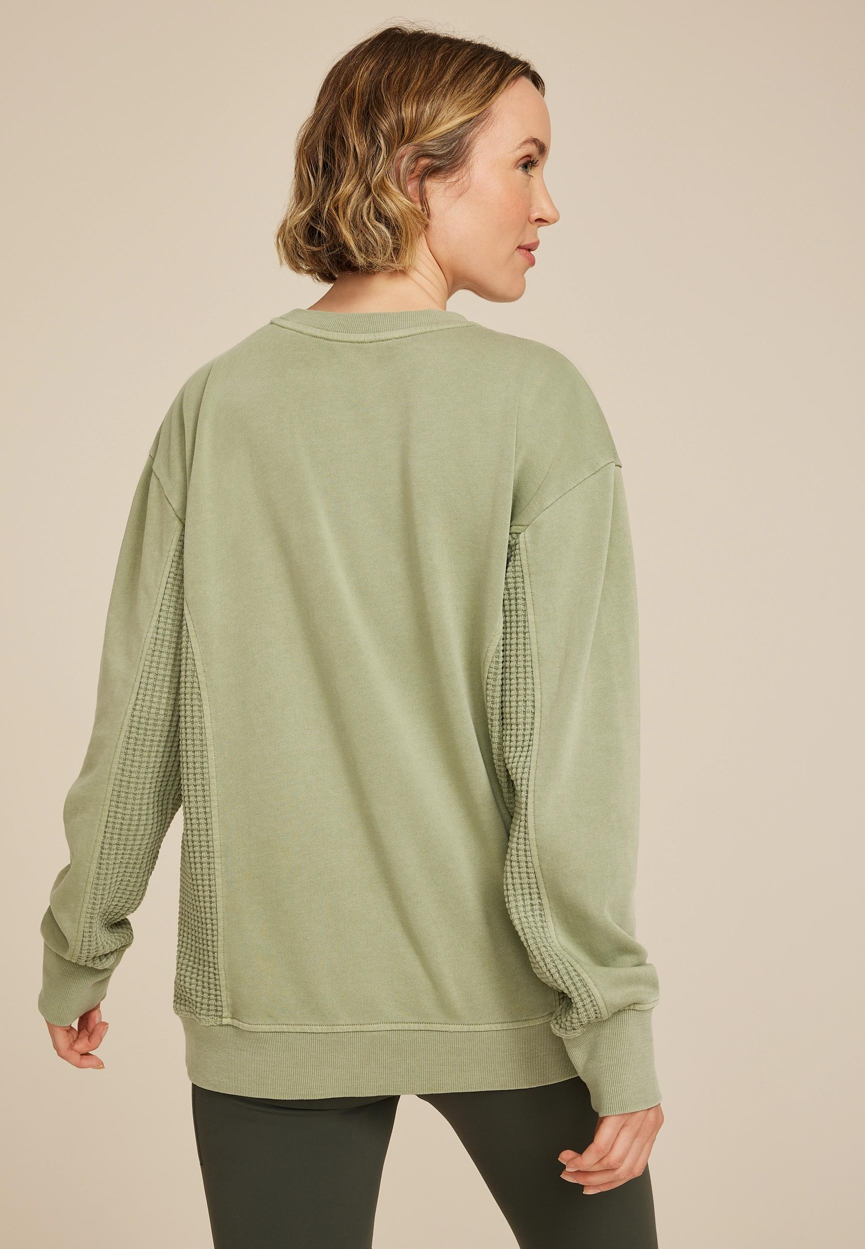 Waffle Mix Crew Neck Tunic Sweatshirt Product Image