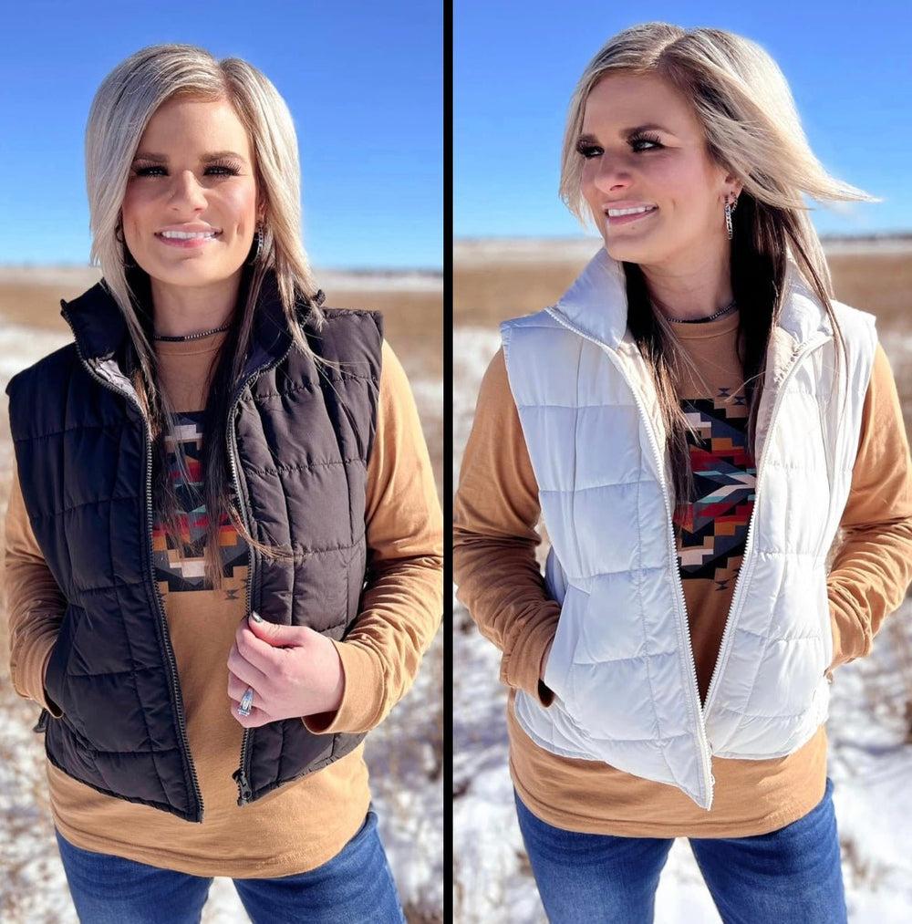 Solid Quilted Puff Zip Up Vest - 2 Colors* Product Image