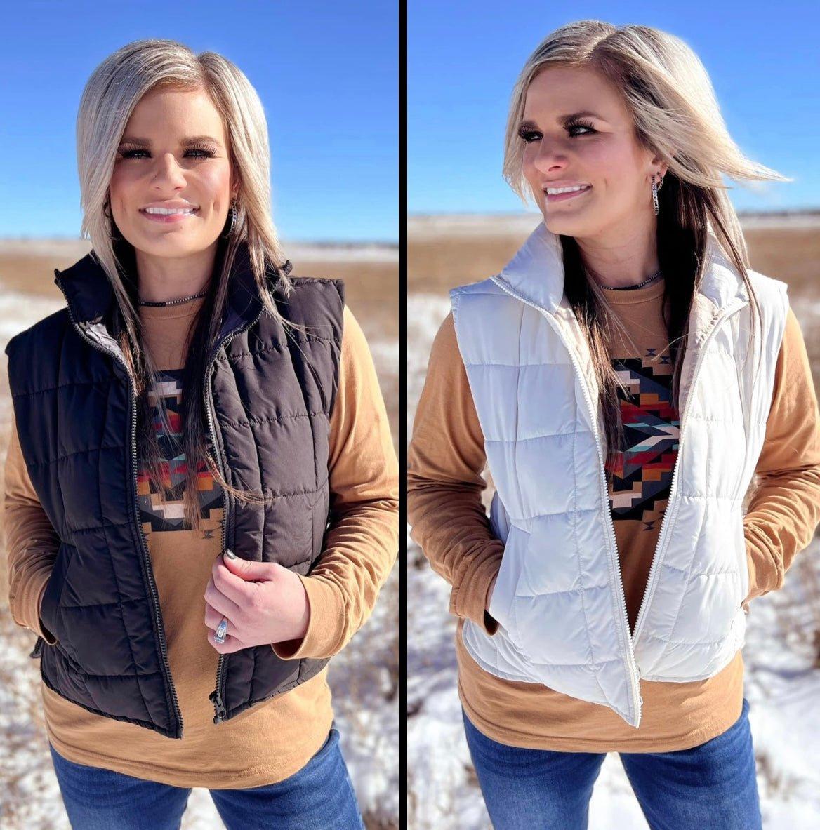 Solid Quilted Puff Zip Up Vest - 2 Colors* Product Image