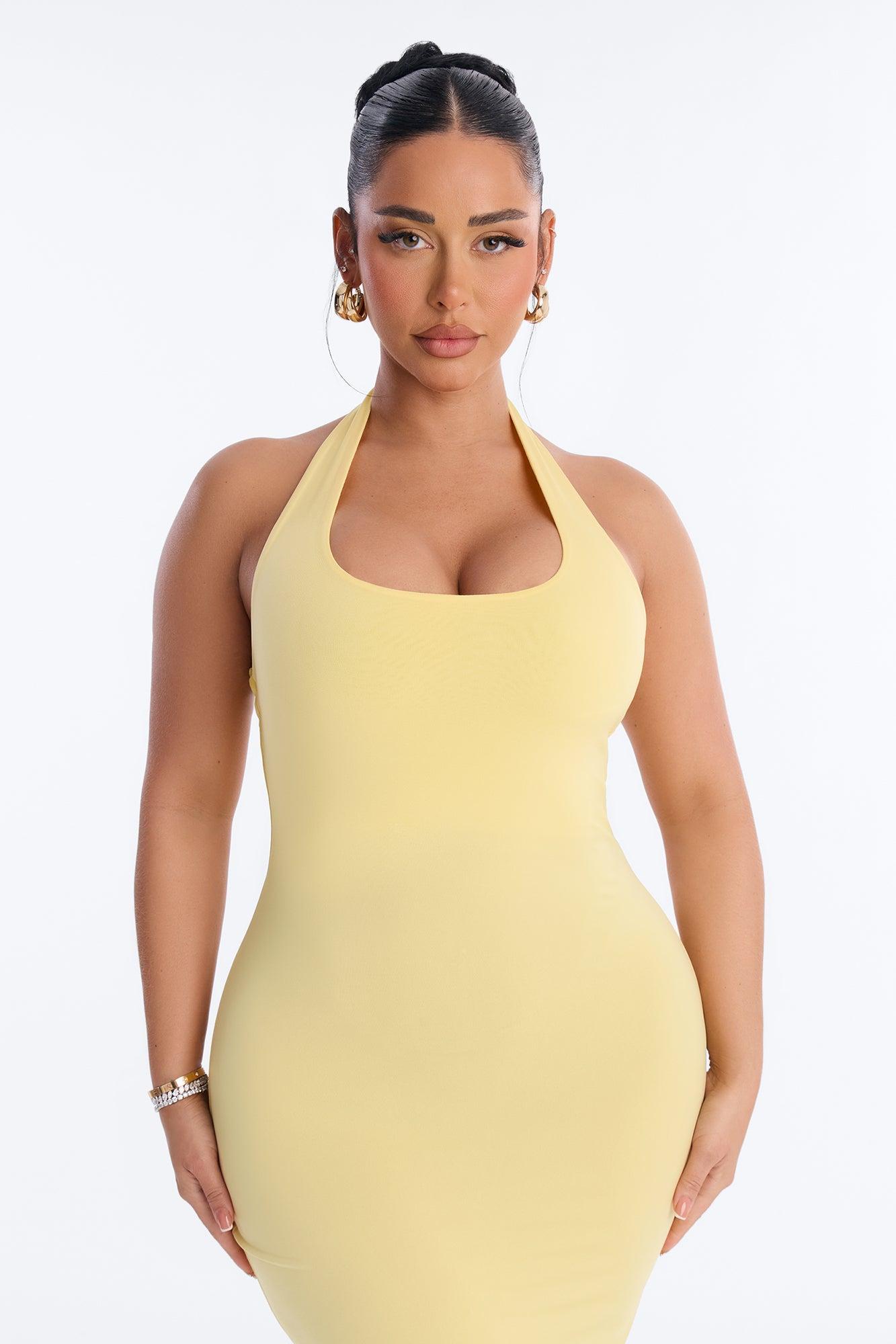 Nellie Double Lined Midi Dress - Butter Yellow Female Product Image