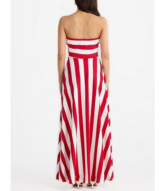 Brave + True Thandie Sleeveless Strapless Horizontal Bodice Stripe Fit And Flare Maxi Dress Product Image