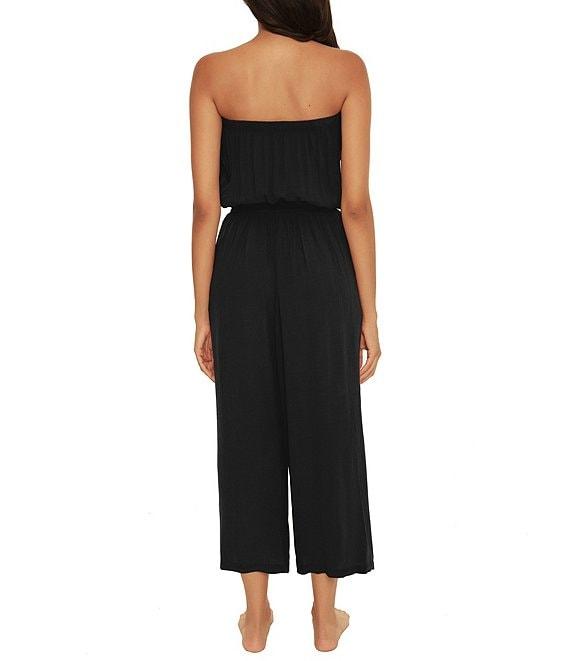 Becca By Rebecca Virtue Ponza Crinkle Rayon Elastic Tube Neck Jumpsuit Swim Cover-Up Product Image