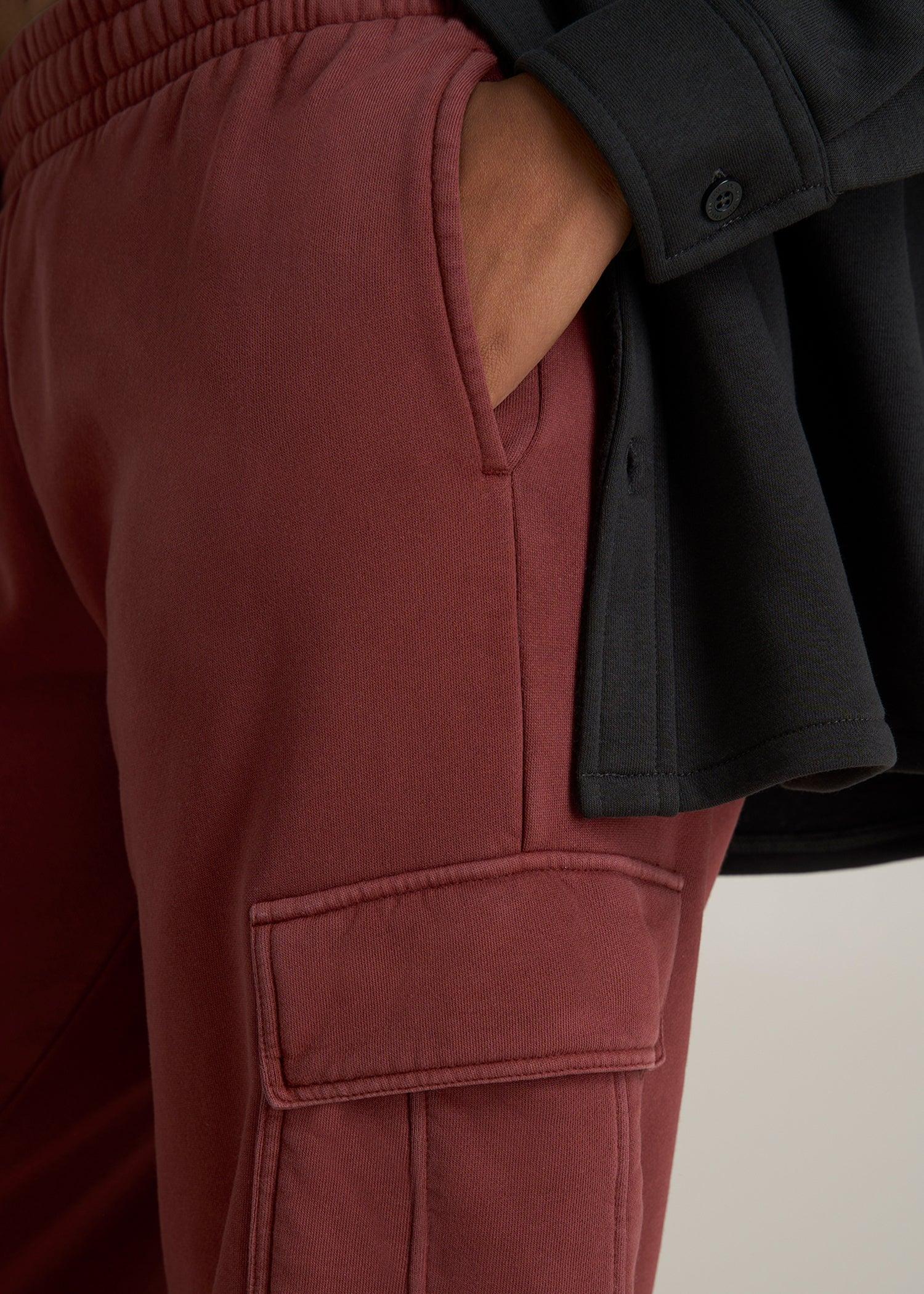 Mid Rise Cargo Fleece Sweatpants for Tall Women in Intense Rust Female Product Image