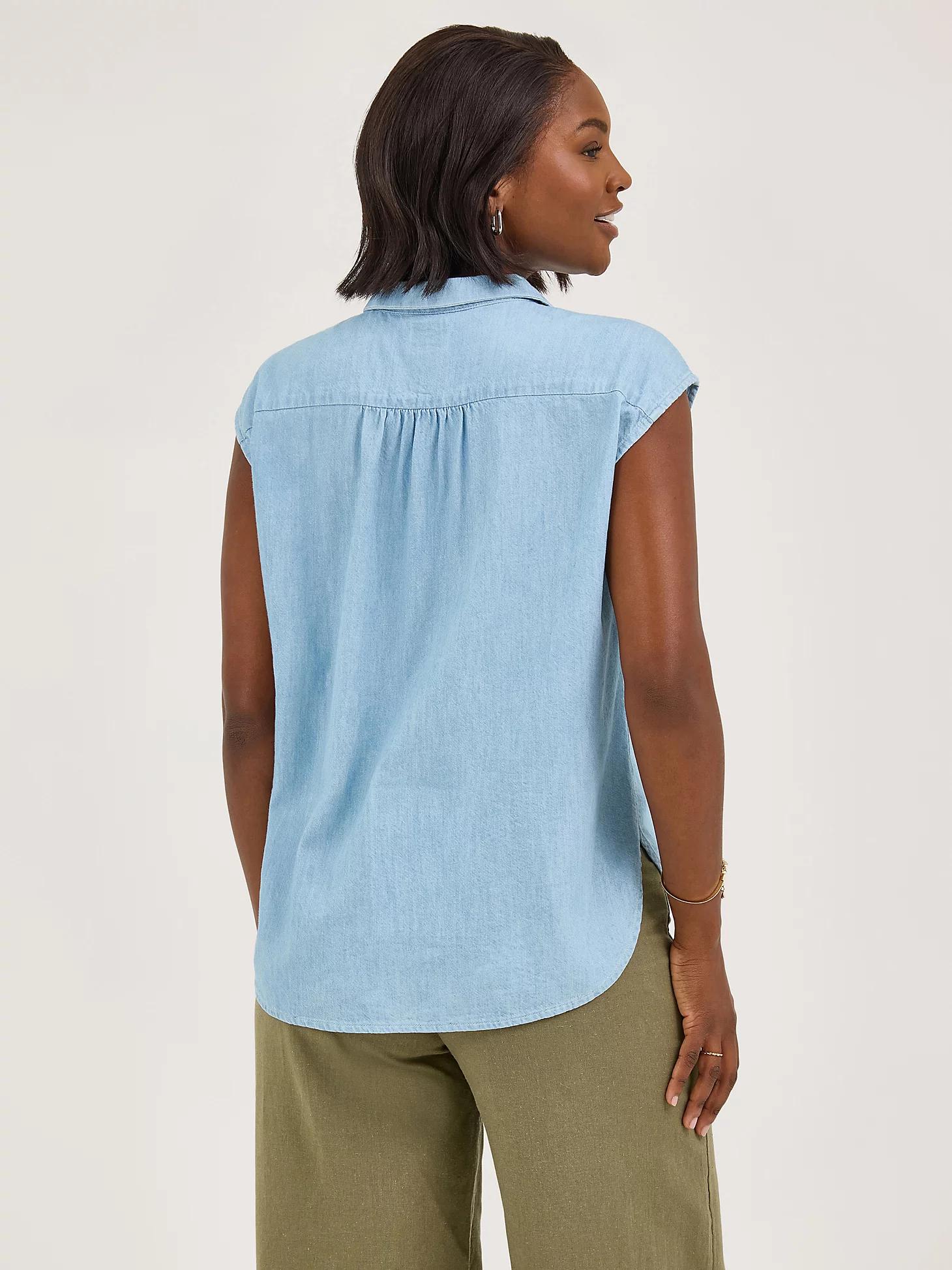 Women's Legendary Cap Sleeve Button Down Shirt | Women's Tops & Tees | Lee® Product Image
